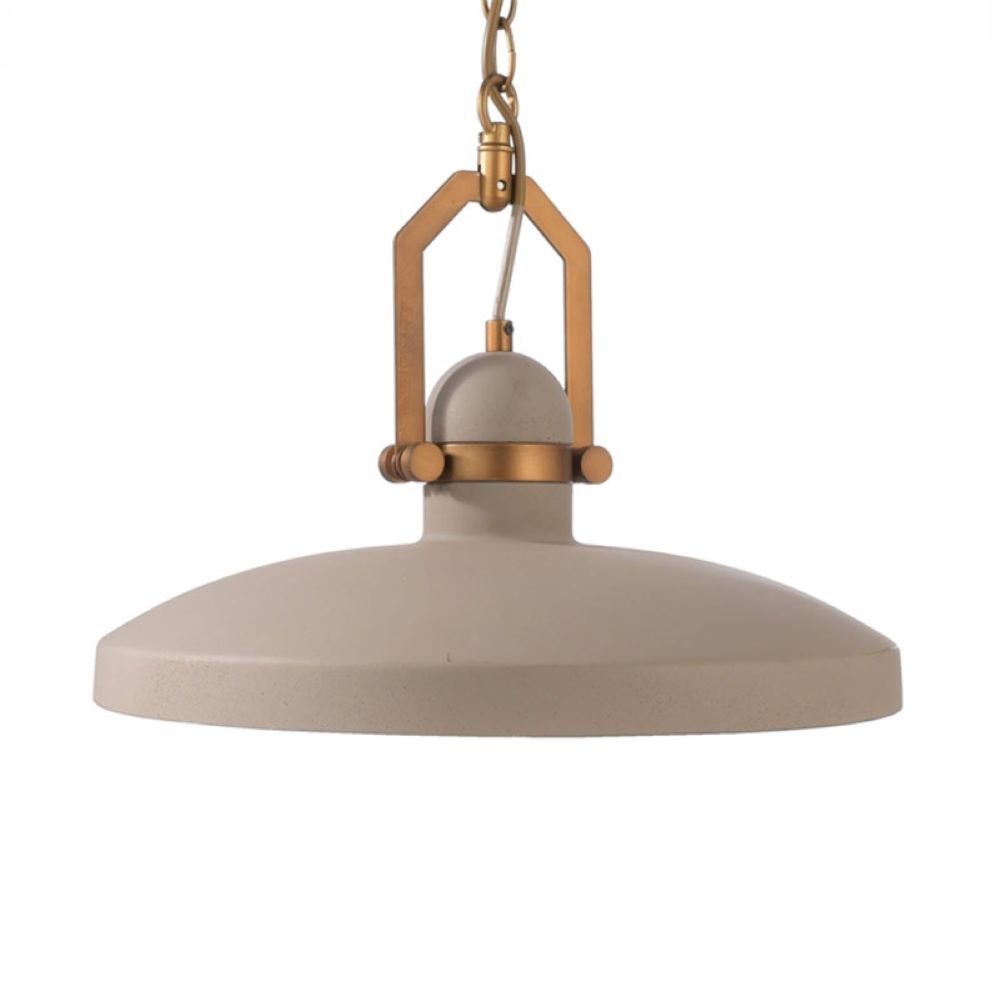 Cyg lámpara colgante de hormigón Ø 40cm en estilo industrial con elementos metálicos y suspensión de cadena.