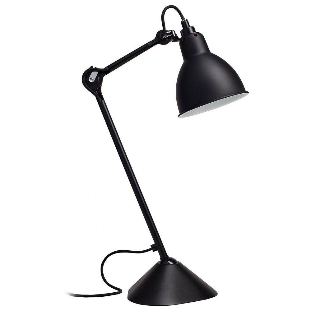 DCWéditions Gras N°205 Tischlampe, schwarz, schwenkbarer Schirm, modernes Design von Bernard-Albin Gras.