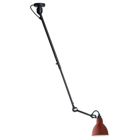 DCWéditions Gras N°302 Deckenlampe mit Ausleger in rot und schwarz, ikonisches Design der 20er Jahre.