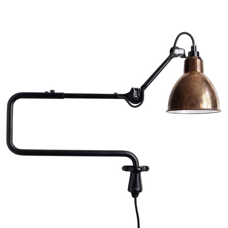 DCWéditions Gras N°303 Wandlampe mit Ausleger aus Stahl und Kupfer, industrielles Design für Zuhause.