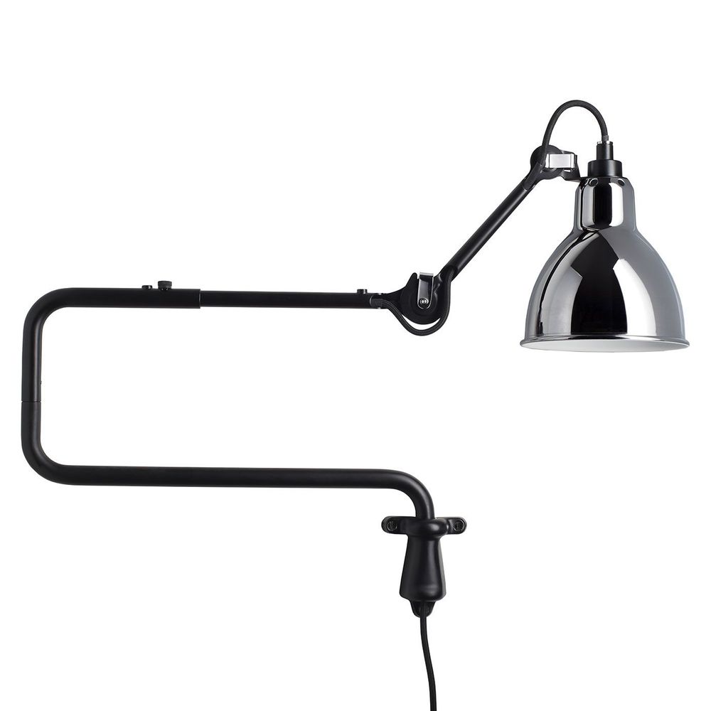 DCWéditions Gras N°303 Wandlampe mit Ausleger in schwarzem Stahl und chromatischer Lampe