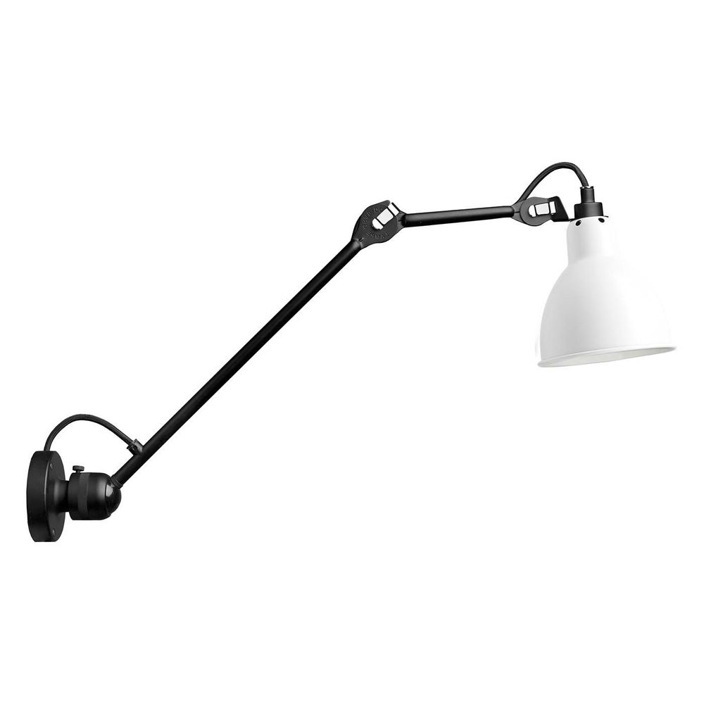LAMPE GRAS N°304 L40 Wandleuchte von DCW éditions, designer Bernard-Albin Gras, in schwarz mit weißem Lampenschirm.
