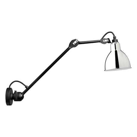 DCWéditions Gras N°304 L40 Wandleuchte mit Ausleger in elegante Schwarz-Chrom-Optik.