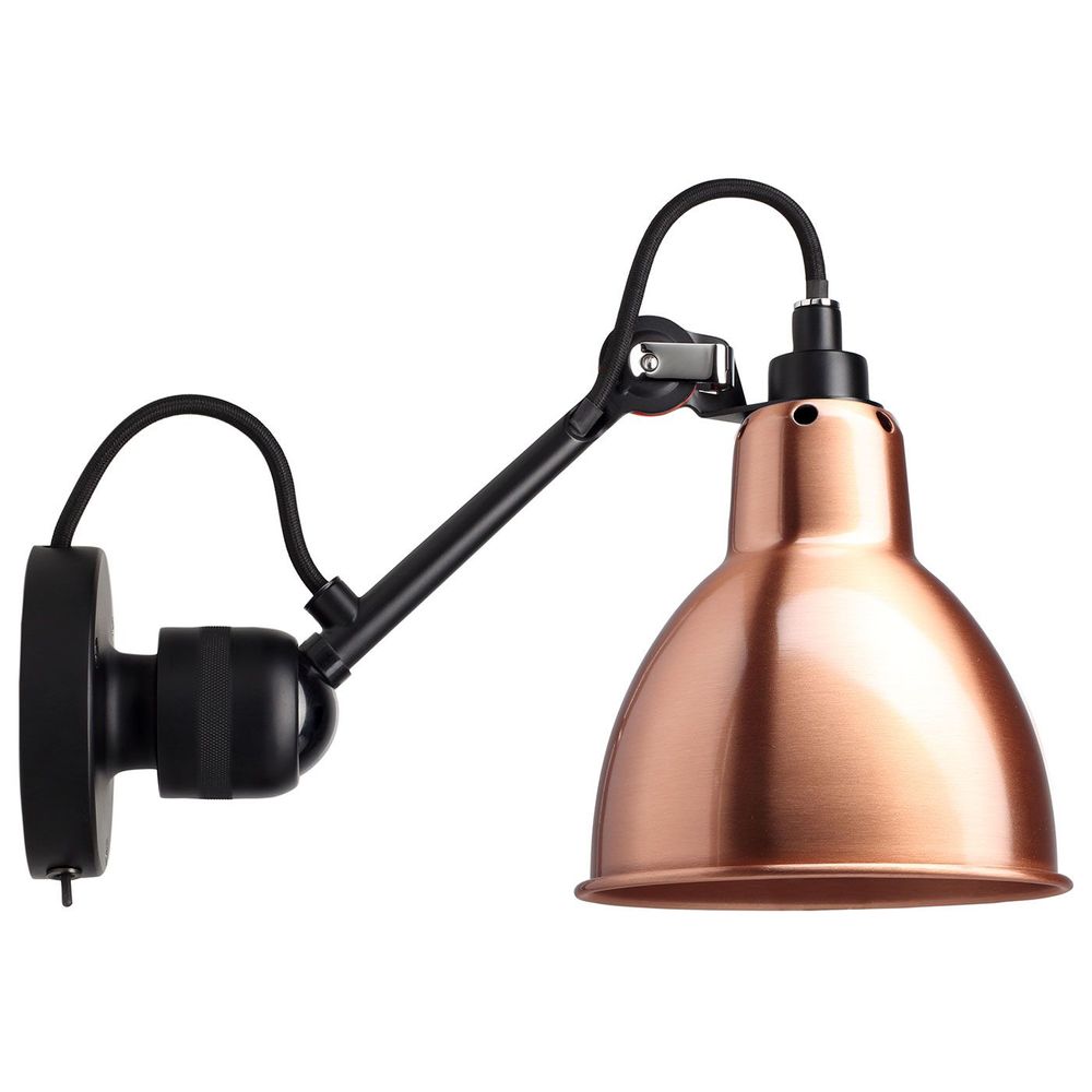 DCWéditions Gras N°304 Wandleuchte in Kupfer mit drehbarem Arm und Schalter, elegantes Design.