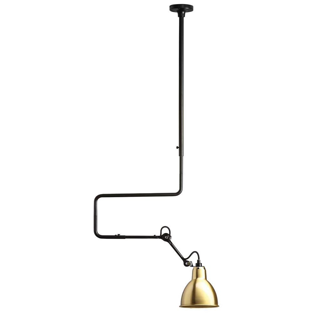 DCWéditions Gras N°312 L Deckenlampe mit Ausleger in Schwarz und Gold, ikonisches Design aus dem 20. Jahrhundert.