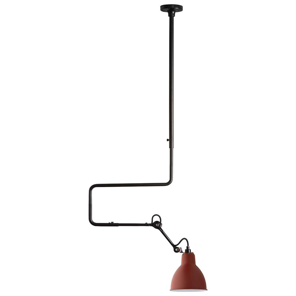 DCWéditions Gras N°312 Deckenlampe mit Ausleger im modernen Design in rot und schwarz.