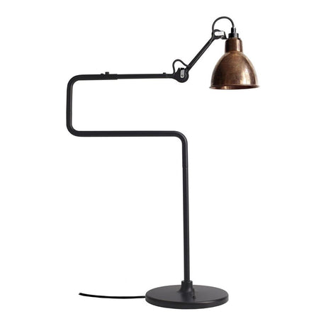 DCWéditions Gras N°317 Tischlampe mit Schirm schwenkbar in Schwarz und Kupfer, design von Bernard-Albin Gras.