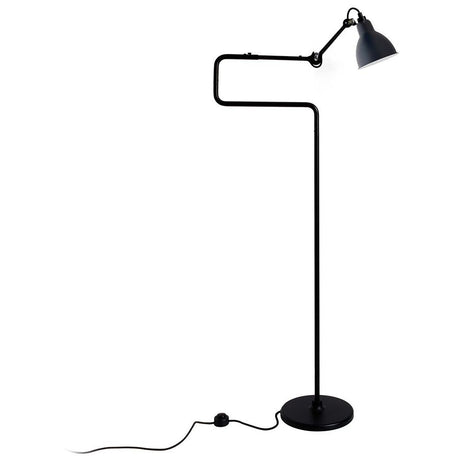 DCWéditions Gras N°411 floor lamp with swivelling shade in black and raw copper.