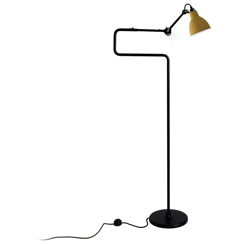 DCWéditions Gras N°411 Stehlampe in Schwarz und Raw Kupfer, drehbar und ergonomisch, ikonisches Design aus 1922.