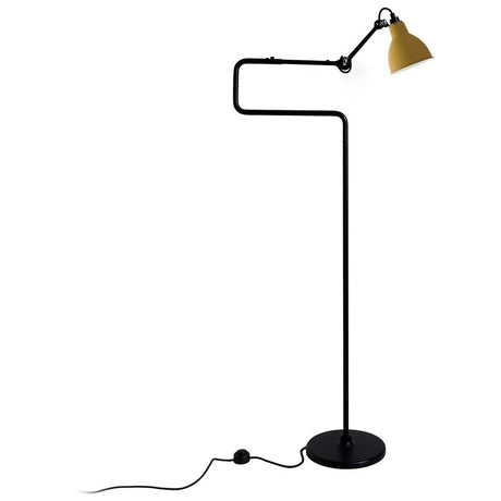 DCWéditions Gras N°411 floor lamp with swivelling shade in black and gold.