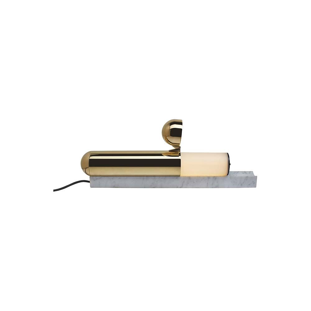 DCWéditions ISP Tischleuchte aus Messing und Marmor, modernes Design mit Polycarbonat-Diffusor.