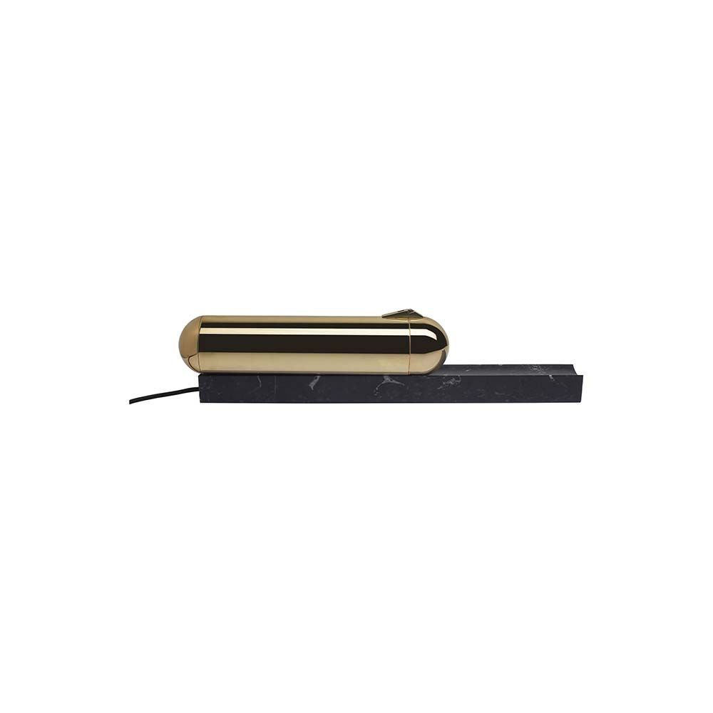 DCWéditions ISP LED Tischleuchte aus Messing auf Marmorsockel, modernes Design mit Polycarbonat-Diffusor.