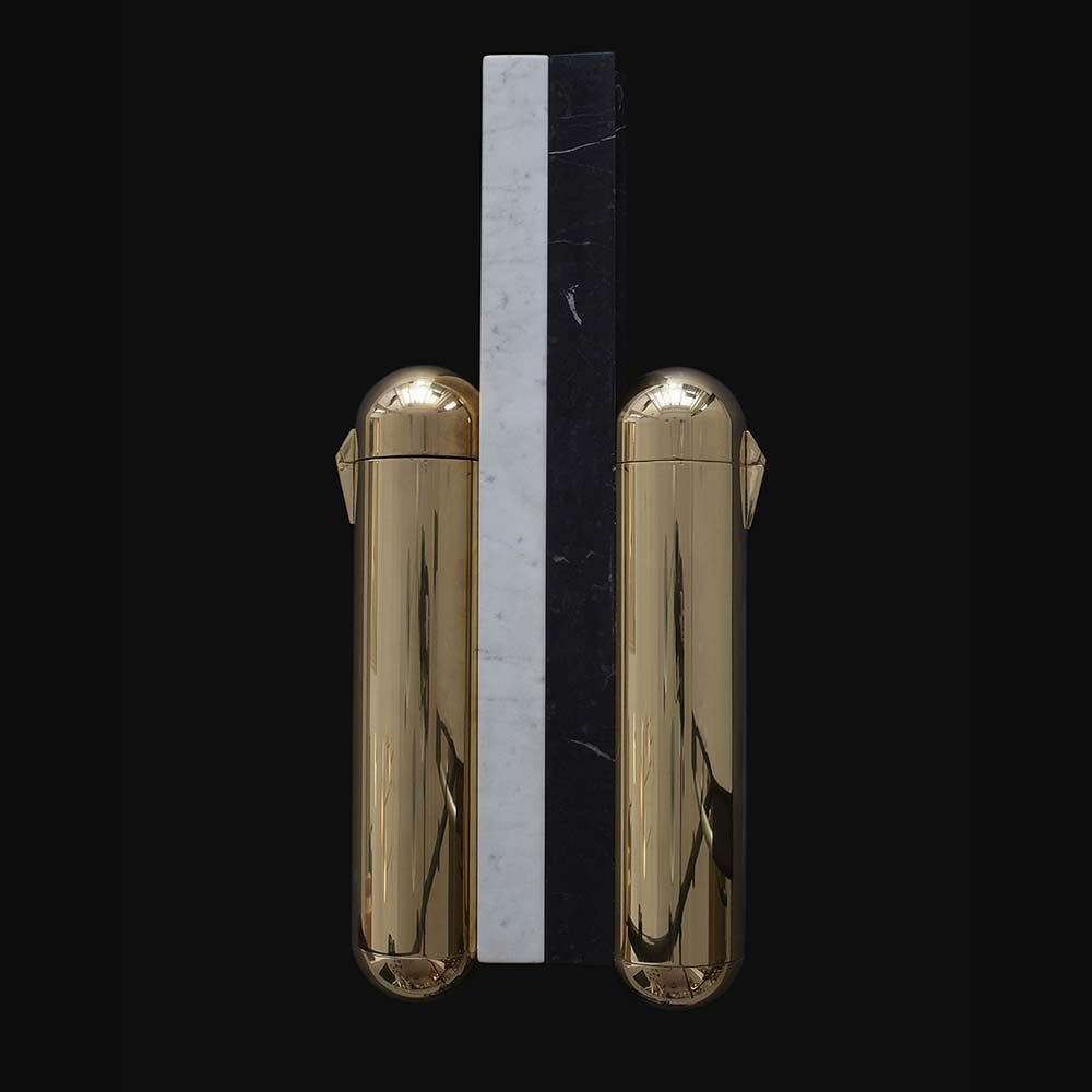 DCWéditions ISP Tischleuchte aus Messing und Marmor, modernes Design mit Polycarbonat-Diffusor.