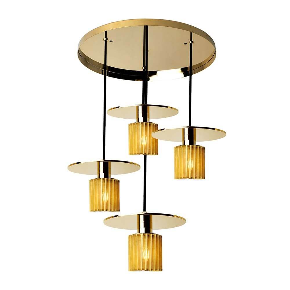 DCWéditions In The Sun Cluster Hängeleuchte mit goldenen Lampenschirmen und modernem Design.