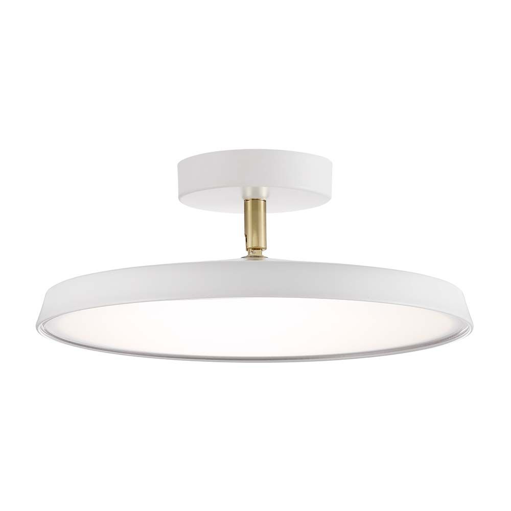 LED Deckenleuchte Alba Pro 30 Weiß, Opal Weiß in modernem Design mit goldfarbener Halterung.
