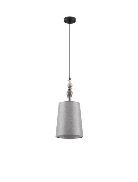 Damo pendel Ø 22cm i sølv med et elegant design og sort kabel, ideel til moderne interiør.