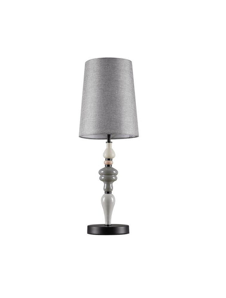 Damo bordlampe Ø 22cm grå, brun i klassisk design med grå lampeskærm og dekorativ fod.
