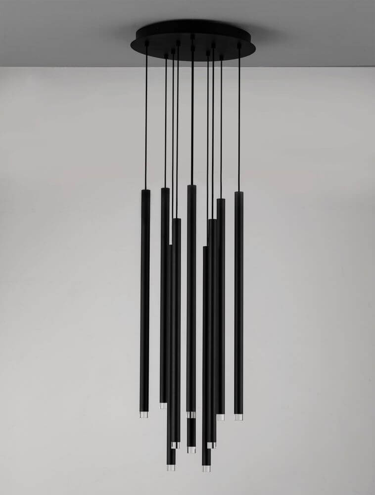 Dandia LED Pendelleuchte 10-flammig Ø 40,5cm 3000K Schwarz in modernem Design