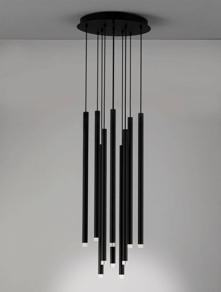 Dandia LED Pendelleuchte 10-flammig Ø 40,5cm 3000K Schwarz in modernem Design, elegant und höhenverstellbar