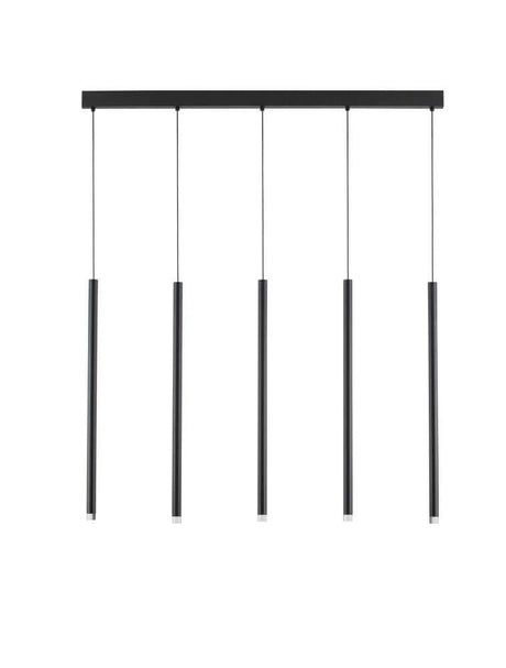 Dandia LED Pendel 5-pære 3000K sort, moderne sort pendel med fem stænger.