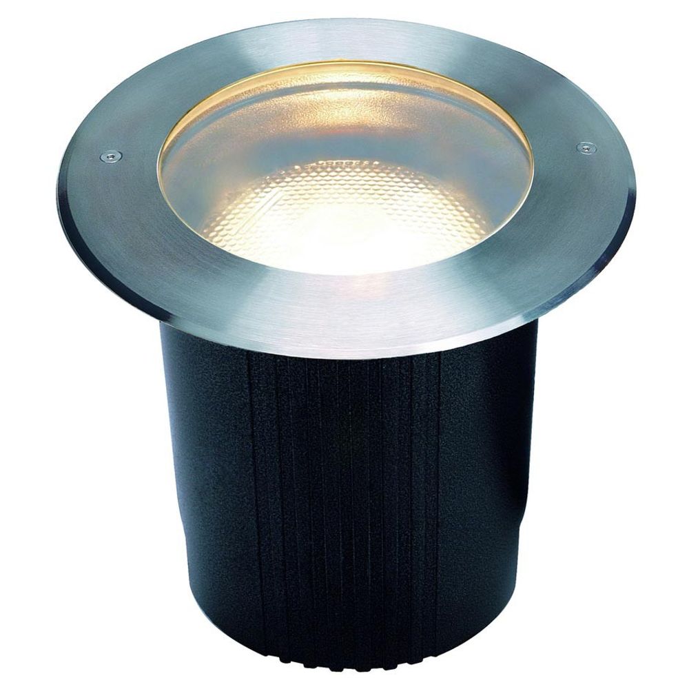 Dasar 215 Uni Bodeneinbauleuchte rund Edelstahl IP67 mit runder Edelstahlblende und Glasabdeckung