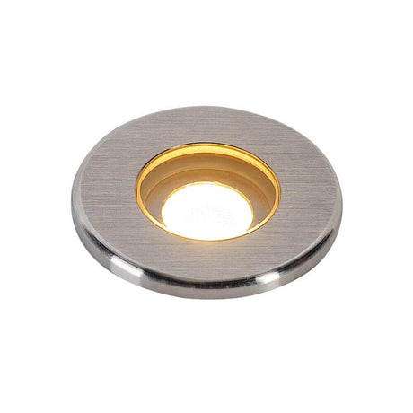 Dasar LED Mini floor recessed light round stainless steel 3000K IP67 in elegant design with round stainless steel cover.