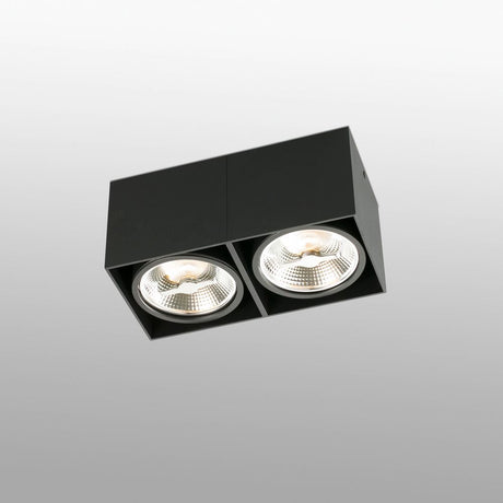 Ceiling lamp TECTO 2-light Black with two illuminated spots in a modern design.