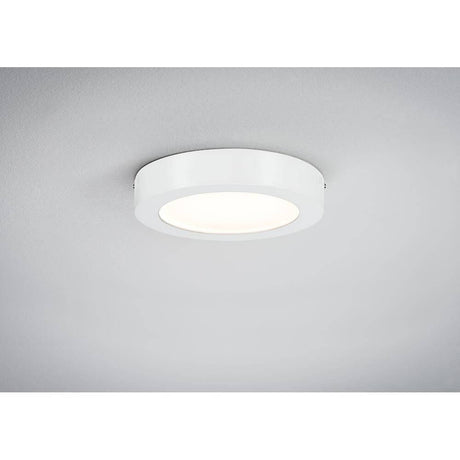 Deckenleuchte Lunar LED Panel 11W Weiß Alu an Decke montiert mit modernem, flachem Design und gleichmäßiger Lichtverteilung.