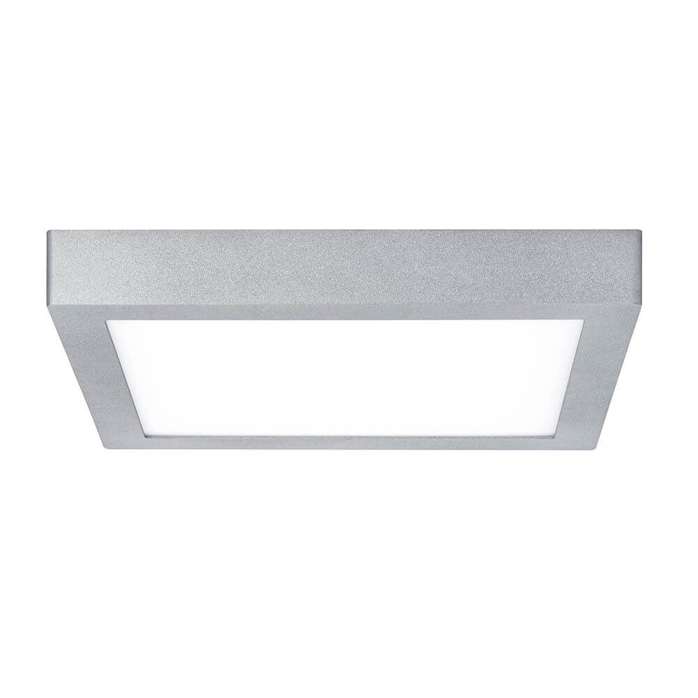 LED Deckenlampe Lunar 30x30cm Alu in modernem, flachem Design mit gleichmäßiger Lichtverteilung.
