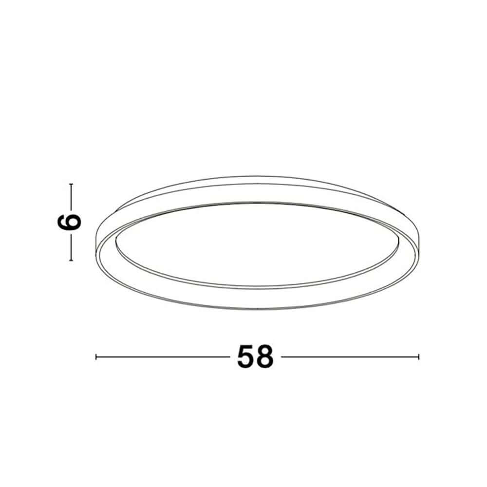 Deckenleuchte Pertino Ø 58cm Schwarz - Maßzeichnung mit Durchmesser und Höhe.