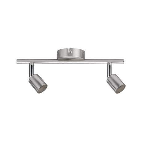 Carolina 2-light bar spotlight, matte chrome, with adjustable spotlight heads for individual lighting.
