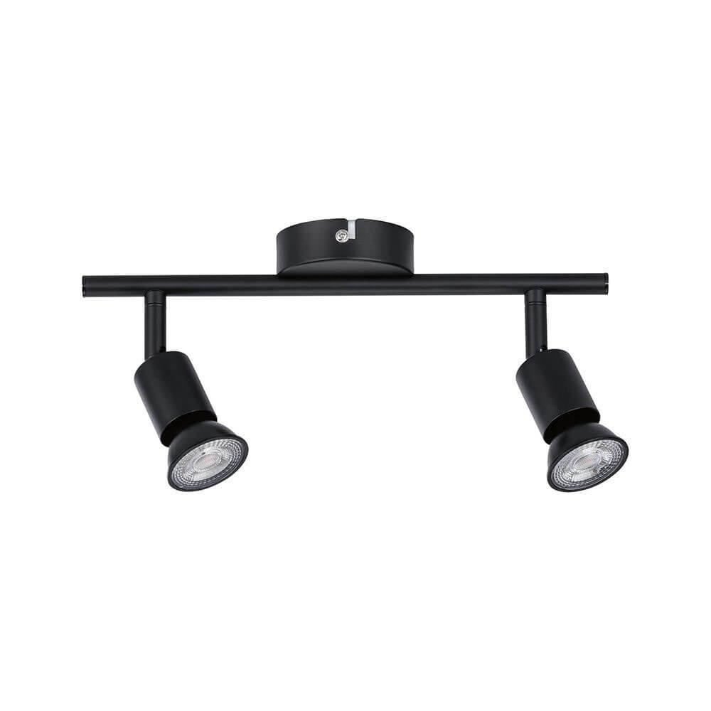 Balken Strahler Carolina 2-flammig Spots Schwarz-Matt mit schwenkbaren Lampen und modernem Design.
