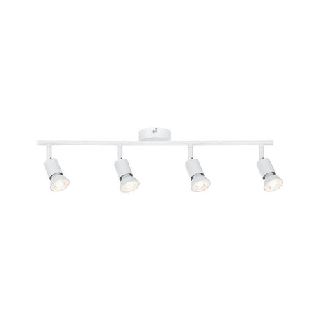 4-light Carolina bar spotlight in matt white with swivel spotlight heads for flexible lighting.