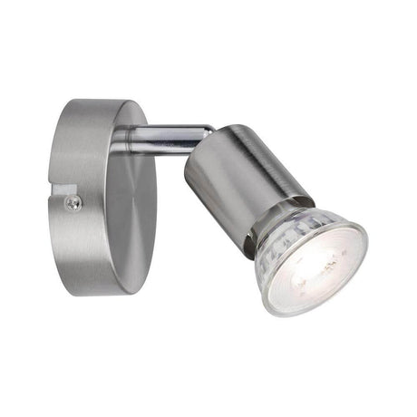 Wandstrahler Carolina Chrom mit schwenkbarem Spotlight für vielseitige Beleuchtung im modernen Design.