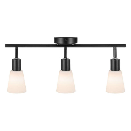 Projecteur de plafond Cole 3 spots avec trois abat-jour blancs et structure noire pour un éclairage moderne.