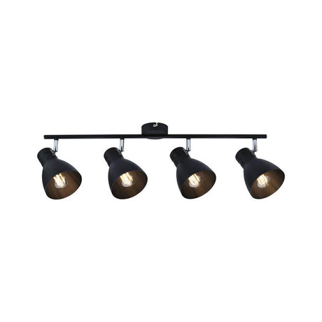 Deckenstrahler Davy 4-flammig Dimmbar Schwarz mit schwenkbaren Spotlights im Industrielook.