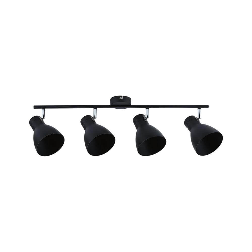 Deckenstrahler Davy 4-flammig Dimmbar Schwarz mit schwenkbaren Spotlights im Industrielook.