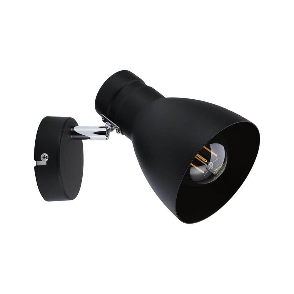 Deckenstrahler Davy Schwarz mit Dimmbar, modernes Spotlight im Industrielook, schwenkbar und E27-Fassung.