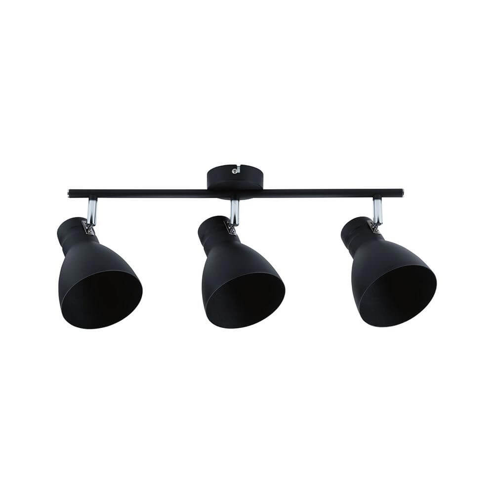 Deckenstrahler Davy 3-flammig Schwarz mit drei schwenkbaren Spotlights im modernen Industriedesign.