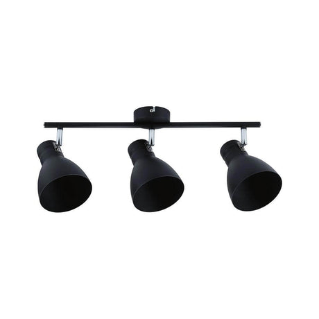 Deckenstrahler Davy 3-flammig Schwarz mit drei schwenkbaren Spotlights im modernen Industriedesign.