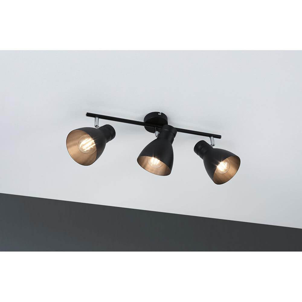 Deckenstrahler Davy 3-flammig Schwarz mit schwenkbaren Spots im angesagten Industriedesign.