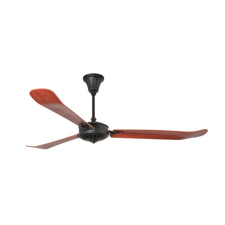 Ceiling fan AOBA 3-blade Black, Brown with elegant wooden blades for stylish room cooling.