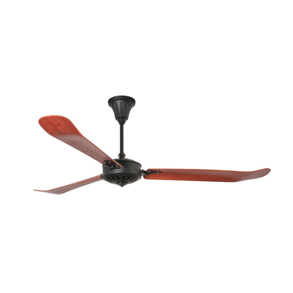 Deckenventilator AOBA 3 Flügel Schwarz, Braun mit eleganten Holzblättern für stilvolle Raumkühlung.