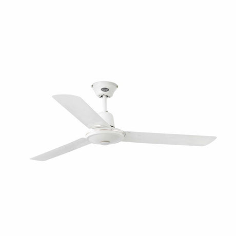 ECO INDUS ceiling fan Ø 120 cm 3 blades white installed on the ceiling, ideal for good air circulation.