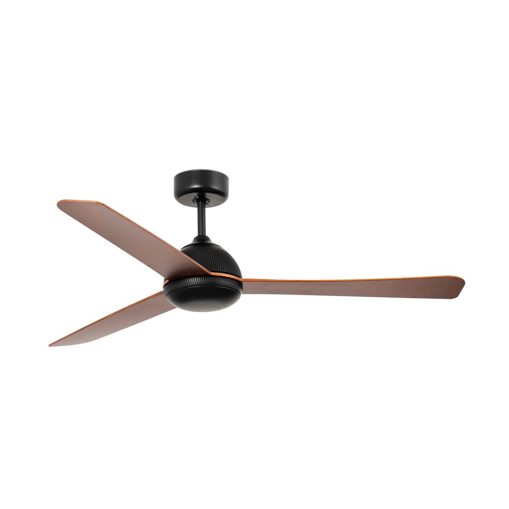 Deckenventilator GRID Ø 132cm 3 Flügel Schwarz, Braun mit braunen Flügeln und Fernbedienung.