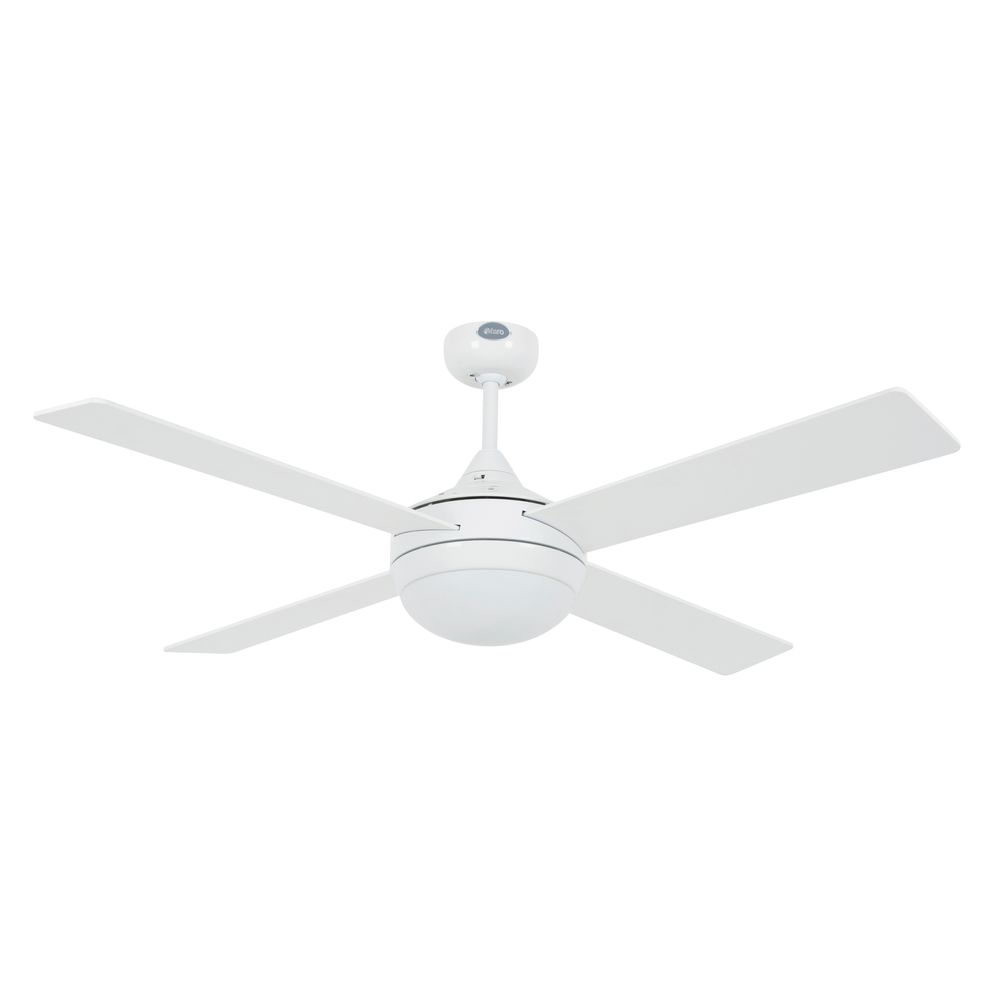 Takvifte ICARIA Ø 132 cm med 4 blader, 2 lyskilder, hvit i moderne design med effektiv luftstrøm.