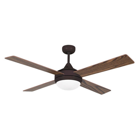 ICARIA ceiling fan Ø 132 cm Brown, mahogany with modern wooden blades and integrated lighting.