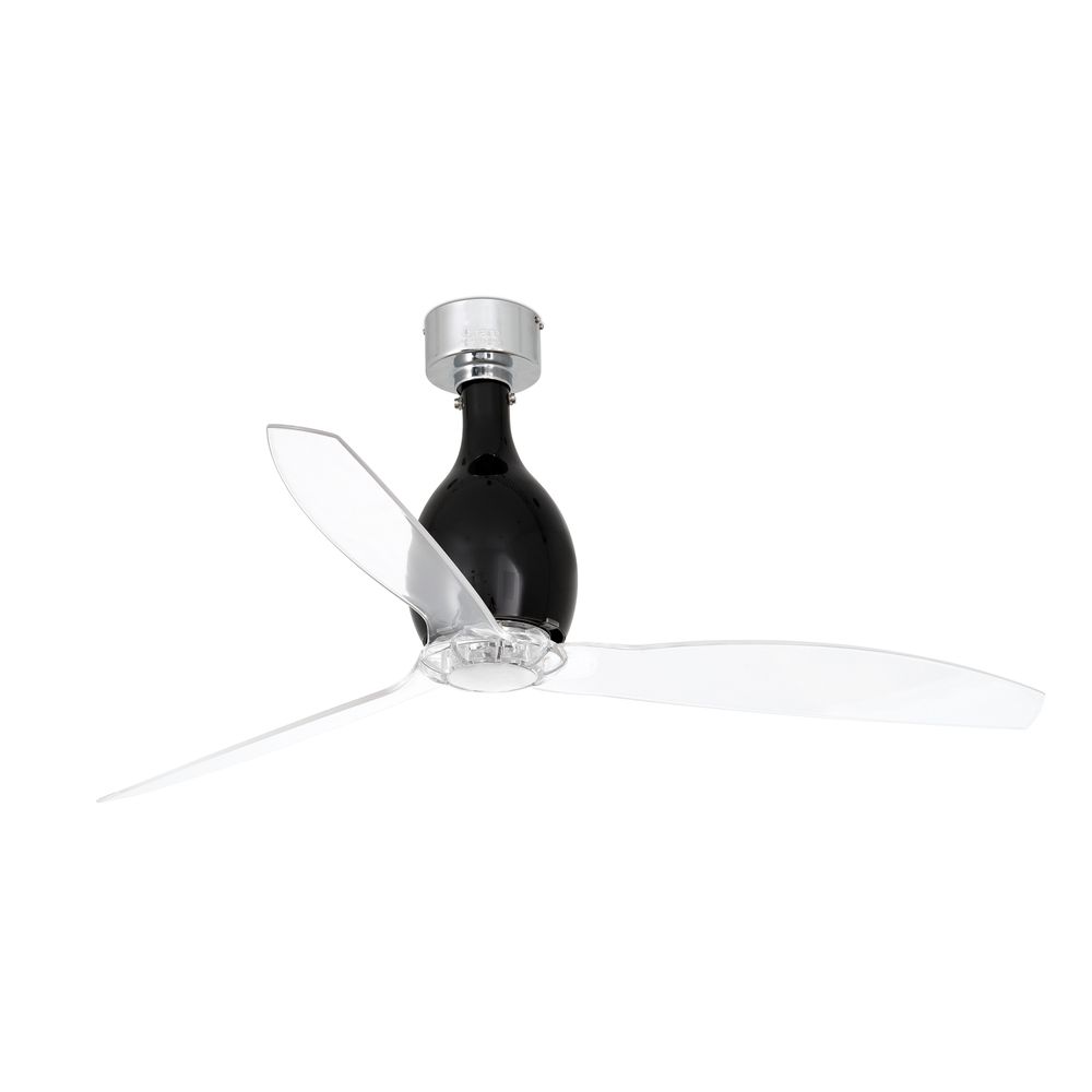 Deckenventilator MINI ETERFAN Schwarz, Transparent mit klaren Blättern und elegantem Design.