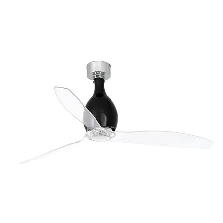 Deckenventilator MINI ETERFAN Schwarz, Transparent mit klaren Blättern und elegantem Design.
