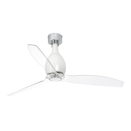 Deckenventilator MINI ETERFAN Weiß, Transparent mit klaren Blättern und modernem Design.